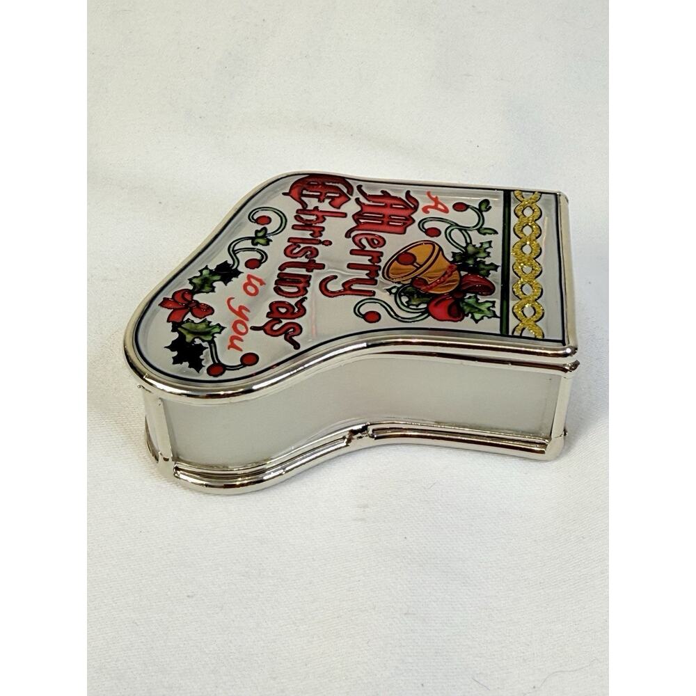 Amia Stained Glass Merry Christmas Trinket/ Jewelry Box - Picture 2 of 8